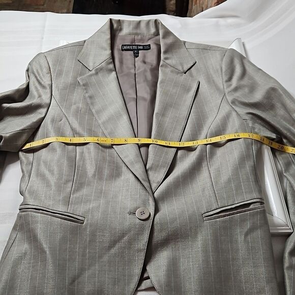 Lafayette 148 Pewter & baby blue pinstriped Blazer size 8 - Picture 7 of 10